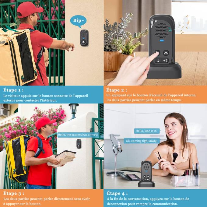 Interphone sans fil rechargeable – Communication instantanée sans Wi-Fi ni fil
