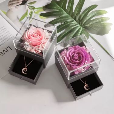 Coffret Rose Éternelle & son Collier d'Amour