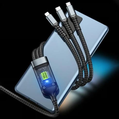 ANCIEN Câble chargeur ultra rapide 3 en 1 pour Android / iPhone / Type-C