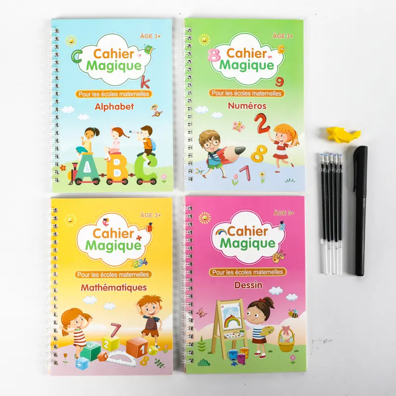 Cahier 3D Magique de Calligraphie Réutilisable pour Enfants