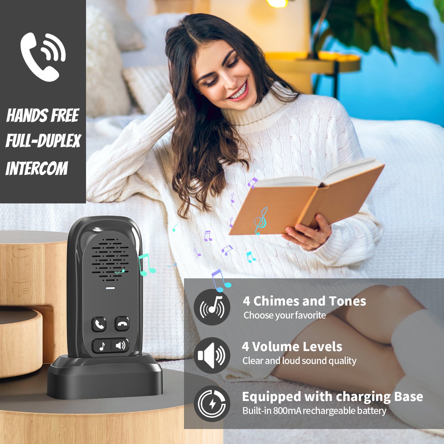 Interphone sans fil rechargeable – Communication instantanée sans Wi-Fi ni fil