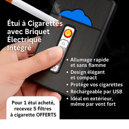 Etui de Cigarettes Lumineux avec Briquet USB Intégré