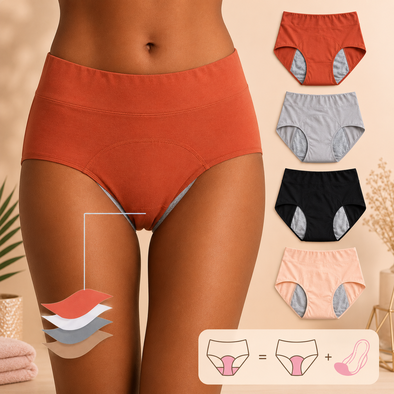 Amaada Protect - Lot de 3 Culottes Menstruelles | Ultra-Absorbantes, Confort Jusqu’à 12h