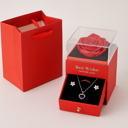 Coffret Rose Éternelle & son Collier d'Amour : L'Écrin d'Amour Éternel