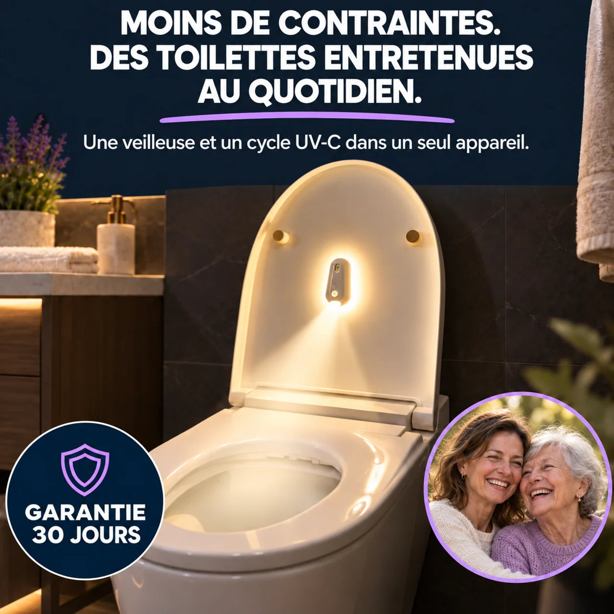 Lampe UV Clean & Light : des toilettes plus saines, jour et nuit