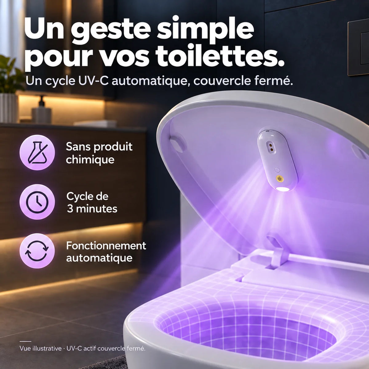 Lampe UV Clean & Light : des toilettes plus saines, jour et nuit