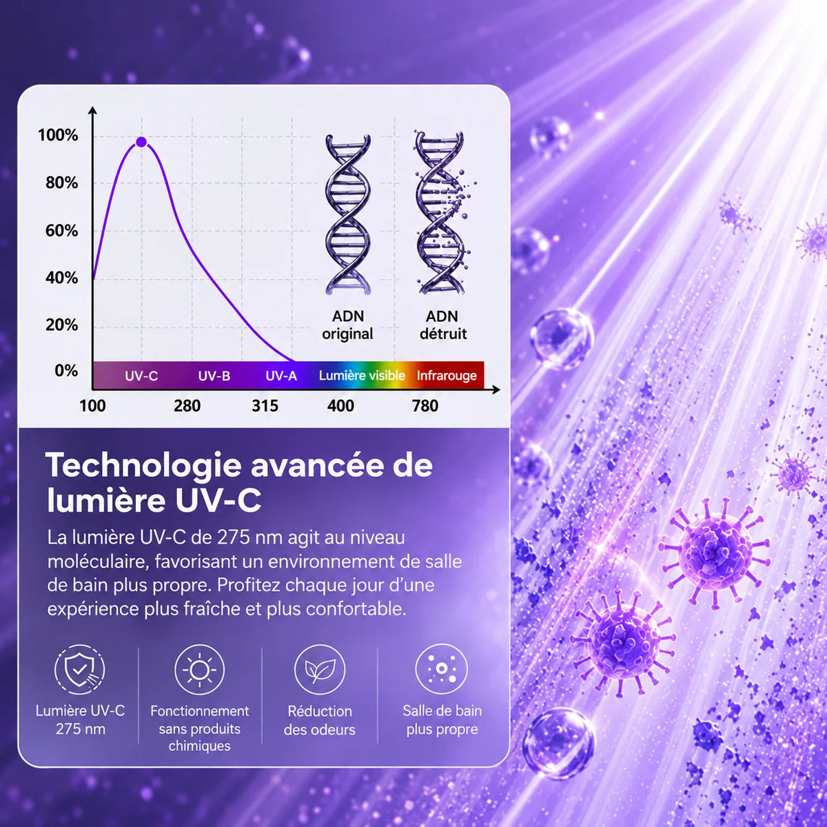 Lampe UV Clean & Light : des toilettes plus saines, jour et nuit
