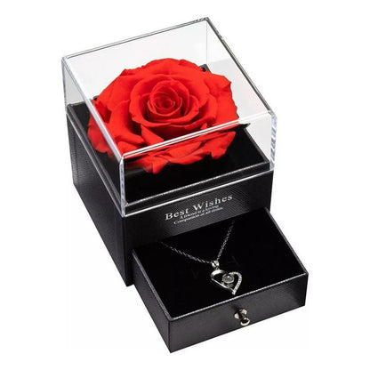 Coffret Rose Éternelle & son Collier d'Amour : L'Écrin d'Amour Éternel