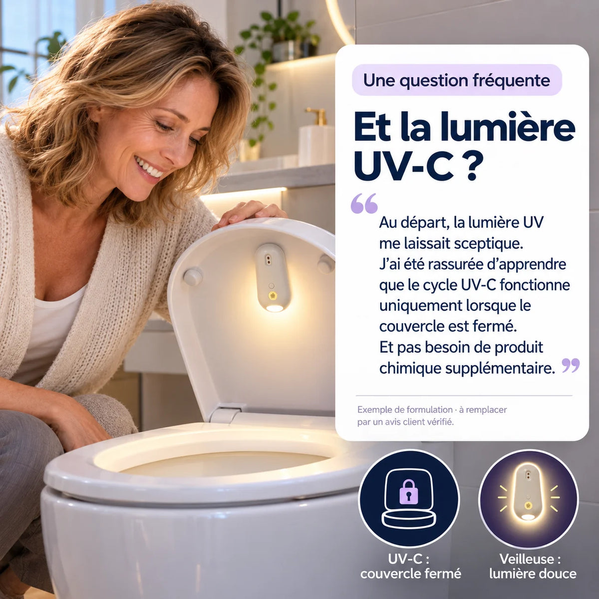 Lampe UV Clean & Light : des toilettes plus saines, jour et nuit