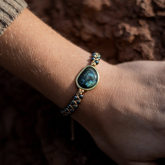 Bracelet Énergie Céleste : Labradorite & Hématite
