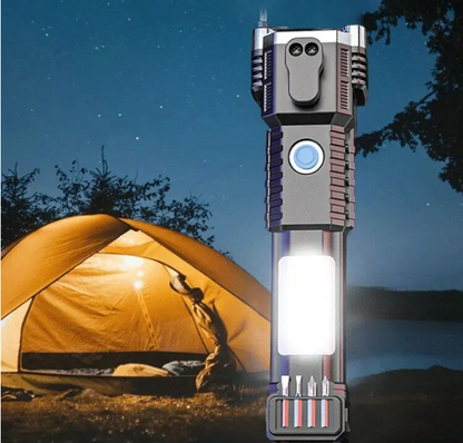 Lampe de Poche LED de Sécurité 8-en-1 Rechargeable