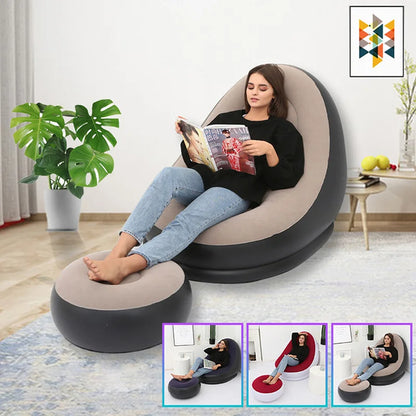 Fauteuil Gonflable en PVC avec Ensemble de Chaise Longue