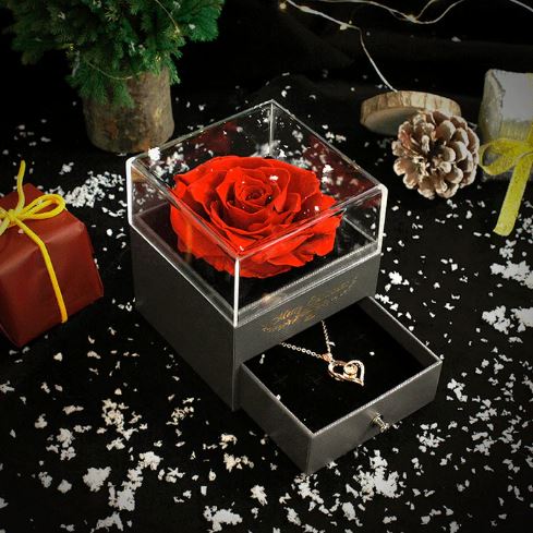 Coffret Rose Éternelle & son Collier d'Amour