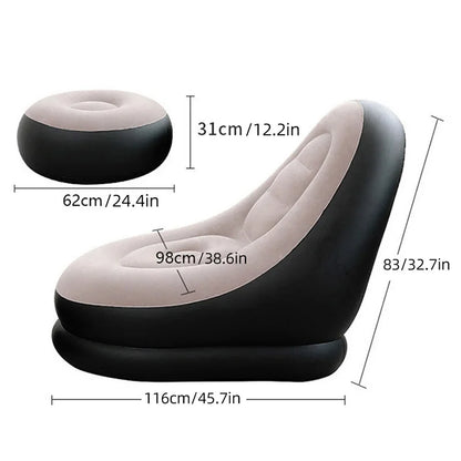 Fauteuil Gonflable en PVC avec Ensemble de Chaise Longue