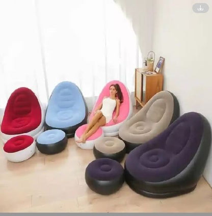 Fauteuil Gonflable en PVC avec Ensemble de Chaise Longue